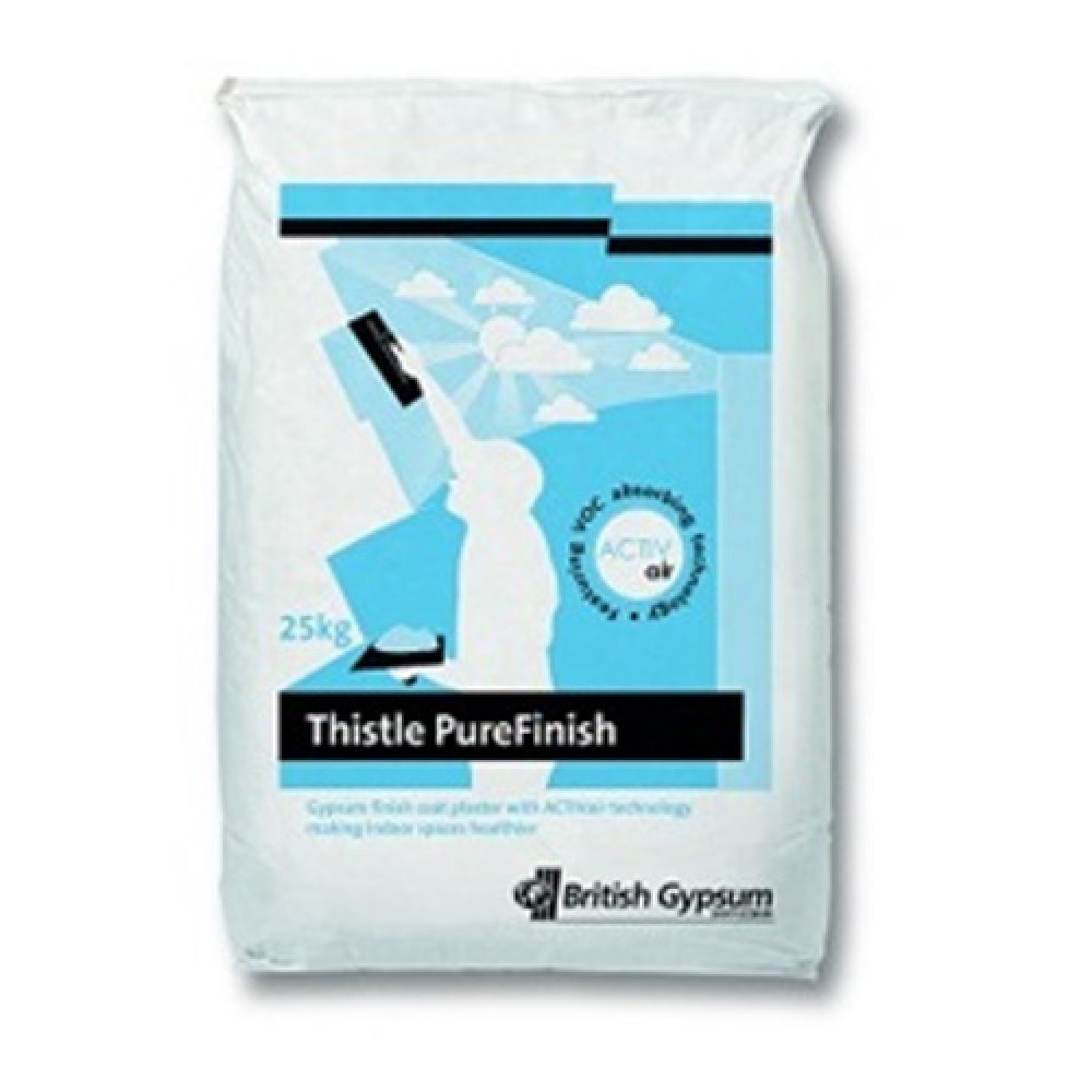 25kg British Gypsum Thistle PureFinish Plaster | Contains ACTIVair